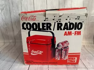 Coca Cola Cooler Box Picnic Camping Vintage Retro Radio AM FM Tested and Working - Picture 1 of 16