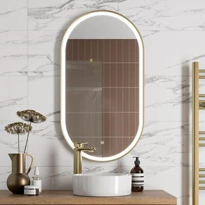 Espejo LED Ovalado con Demister - Baño Latón Cepillado 550 x 1000mm - Imagen 1 de 8