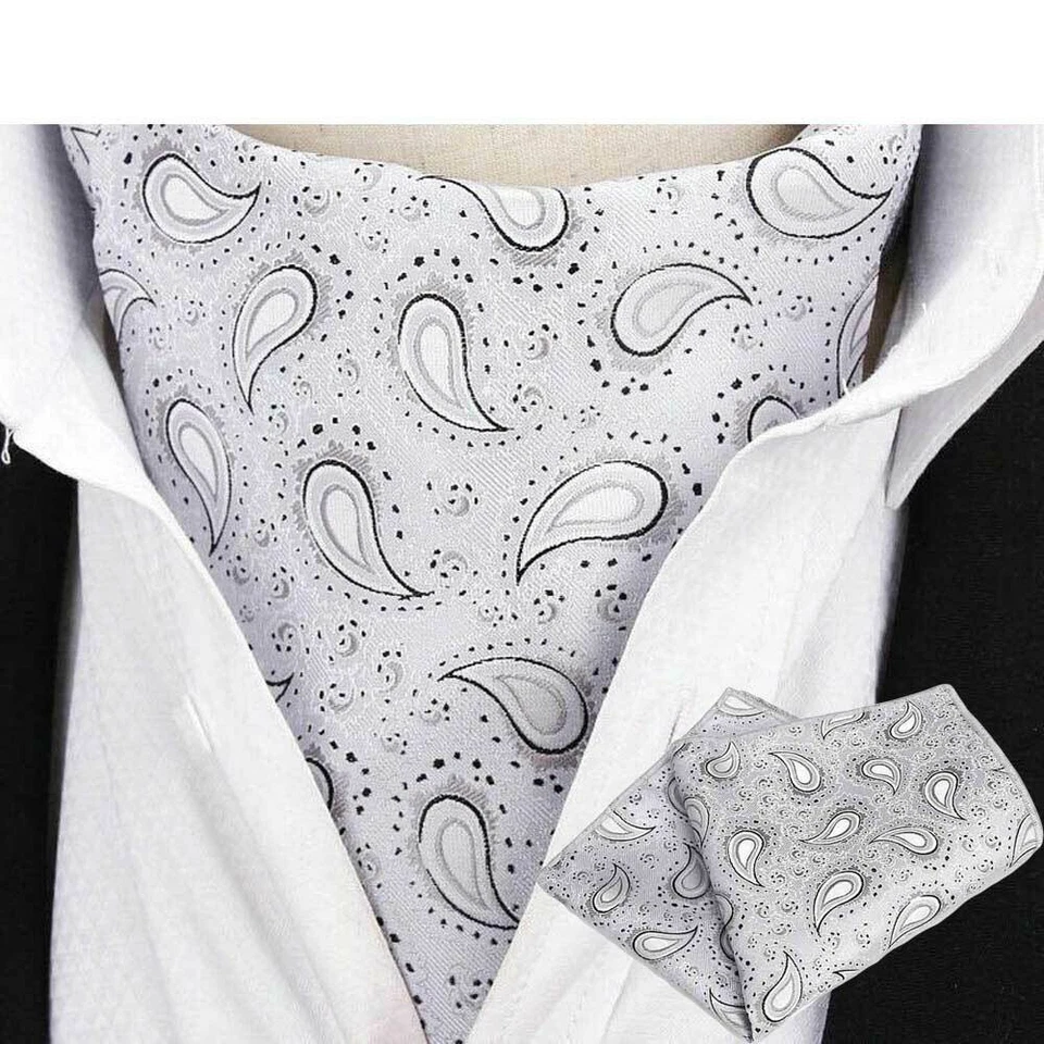 Juego de Corbata Hombre Paisley Floral Corbata Ascot Boda Fiesta Bolsillo Cuadrado QN321 Foto 1 de 1