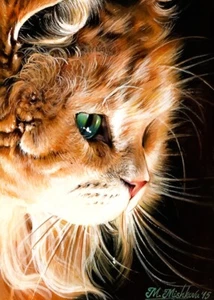 Limited Edition ACEO PRINT Cute Ginger Persian Cat Kitten Portrait M. Mishkova - Picture 1 of 1