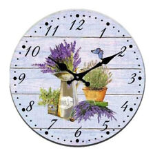 Clock French Country Retro Vintage Look Wall Lavender Bouquet 30cm
