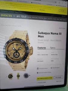 Invicta Subaqua Noma III 3 Schweizer Chronograph Herrenuhr Gold (Batterie benötigt) - Bild 1 von 6