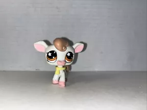 Littlest Pet Shop~#476~Cow~White~Tan Stars~Orange Flower Eyes~Bell Collar Yellow - Picture 1 of 6