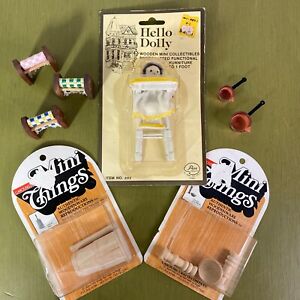 Lot of dollhouse furniture decor miniatures 1:12 high chair candle sticks & more