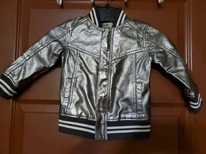 Oshkosh 2T Varsity Jacket Gunmetal Gray Silver Zip Up - Picture 1 of 9