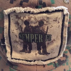 Digital Camo Cap Hat Semper Fi Camouflage Cloth Vellcro U S Marine Corp USMC - Picture 1 of 6