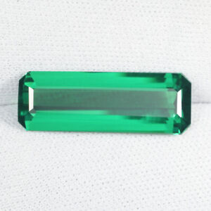 7.75 ct  HYDROTHERMAL  LAB CREATED   BIRON GREEN MERALD RECTANGLE - See Vdo