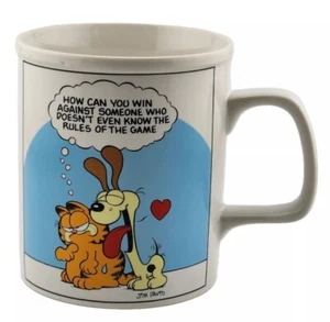 Vintage 1978 Garfield Odie White Mug Doesn't known the rules of the game Love - Picture 1 of 6
