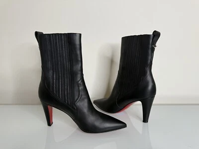 Christian Louboutin Santiag Black Leather Pointed Toe Bootie Boot Heel 40.5 EU - Image 1 of 4
