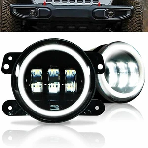 LED Halo Fog Lights for Jeep Wrangler JL 2018+ Rubicon Sahara Unlimited - Picture 1 of 12
