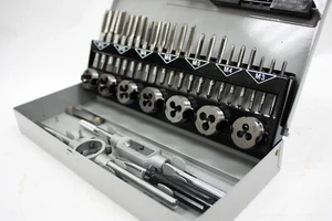 32pc MM Tap & Die Threading Set  Split Dies - Metric M3 to M12 With Metal Case - Picture 1 of 5
