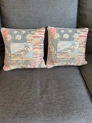 Seagull Bird Beach Seashell Multicolor Set of 2 Decorative Pillow by Dakotah - Image 1 of 4