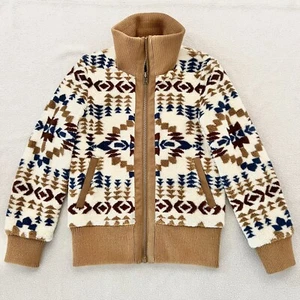 Pendleton Women’s Medium Foxglove Fleece Bomber Jacket Tan Southwestern Aztec - Picture 1 of 12
