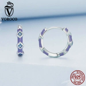Voroco 925 Plata Esterlina 925 Azul Mar Hebillas Orejas Boda Pendientes Regalo - Imagen 1 de 12