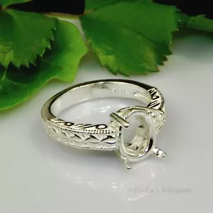 (7x5 - 18x13) OVAL gravierter Schaft Sterlingsilber vorgekerbt RING Einstellung - Bild 1 von 4