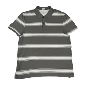 Camisa Polo Banana Republic Hombre Talla Lg Gris Rayas Manga Corta 100% Algodón - Imagen 1 de 8
