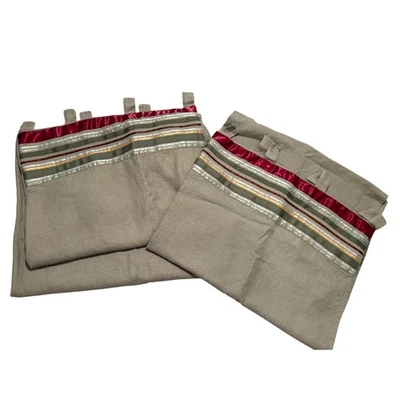 Panel de cortina de lino Pottery Barn 48x84 lengüeta ventana topo raya satinada Foto 1 de 4