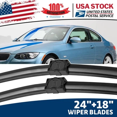 New Premium Set 24" & 18" Wiper Blades For BMW 328i xDrive 2009  Windshield - Imagem 1 de 4