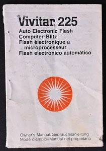 Original Vivitar 225 Electronic Flash User Manual 1979 Edition - Excellent - Picture 1 of 3