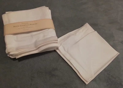 Williams Sonoma Hotel Tovaglioli Cocktail Cotone Set di 12 Avorio 12x12” Lusso - Immagine 1 di 4