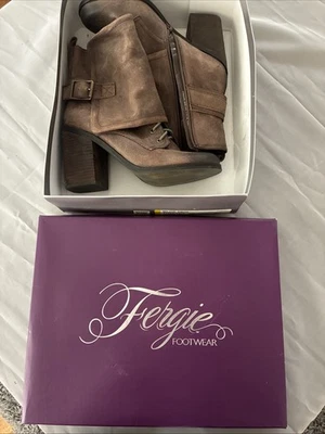 Botas Fergie Mujer Talla 10 Cuero Marrón con Cremallera, Hebilla y Encaje Foto 1 de 4