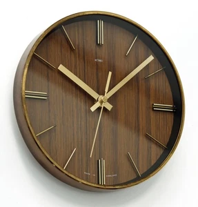 Reloj de Pared Metamec Vintage 20cm - Retro Mediados de Siglo Atómico Años 70 Madera Metal - Imagen 1 de 4