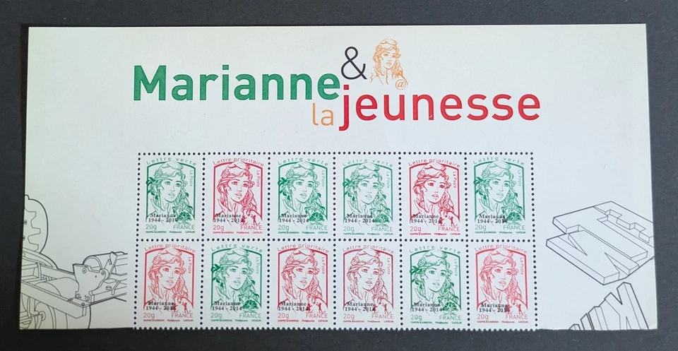 FRANCE 2013 BANDE 4774BB HAUT FEUILLE TIMBRES MARIANNE JEUNESSE SURCHARGE neuf** - Photo 1/1