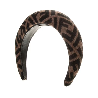 Fendi Brown FF Zucca Logo Pattern Print Headband - Image 1 of 4