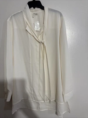 CATA TOP SEMISHEER TOP BLOUSE IVORY 22/24W 长袖女式全新! — 第 1/4 张图片