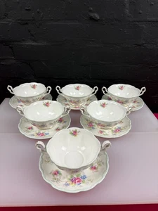 Royal Albert Colleen Suppencoupes Schüsseln und Ständer / Untertassen 6er Set RAR - Bild 1 von 7