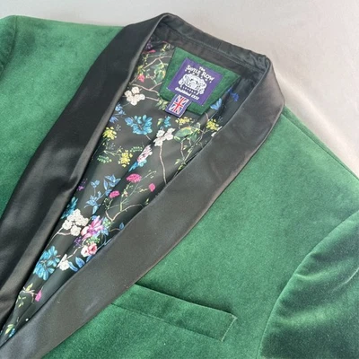 SAVILE ROW CO Emerald Shawl Collar One Button Velvet Suit Dalston Classic 40R - Image 1 of 4