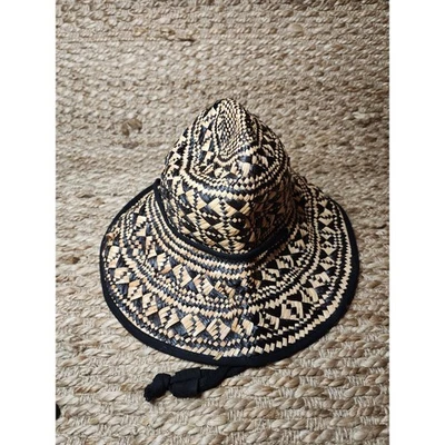 100% Paperstraw Woven Women's Sun Beach Hat Chin Strap Wide Brim - Image 1 of 4