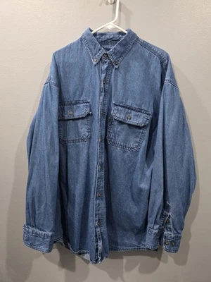 Camisa de trabajo vintage Key Denim manga larga talla 2XL Foto 1 de 4