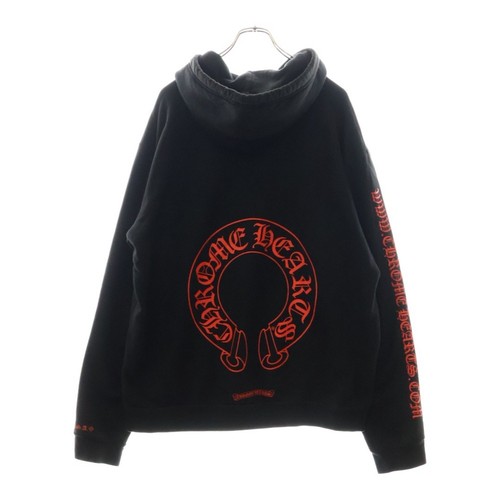 Felpa con cappuccio CHROME HEARTS online stampa ferro di cavallo pullover nero rosso usata 2552481f8091