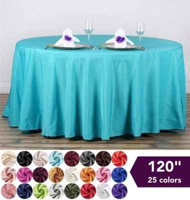 10 piezas Manteles redondos de poliéster de 120" ropa de cama de boda suministros de decoración Foto 1 de 3