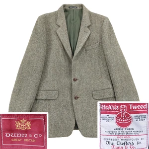 Harris Tweed Dunn Co. Woll Fischgrät Blazer Sport Mantel Herren 42R, grün braun - Bild 1 von 17