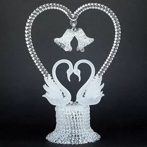 Swans Heart Hand Blown Glass Wedding Cake Topper - Picture 1 of 1