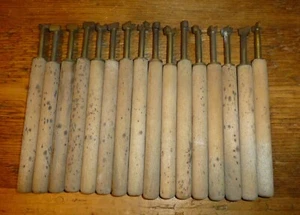 16 ANTIQUE BOOK BINDING LETTERING TOOLS , WOOD & BRASS - Picture 1 of 12