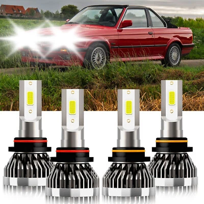 4x white LED Headlight High Low Beam Bulbs Combo Kit For BMW 325iX 1988-1989 - Image 1 of 4