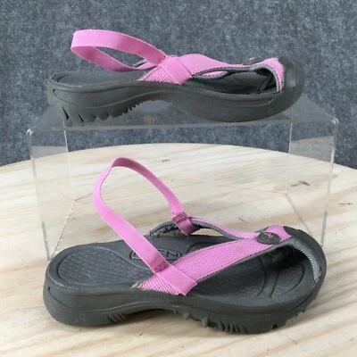 Sandálias Keen Youth 11 Slingback Couro Rosa Biqueira Fechada Conforto Cunha Casual - Imagem 1 de 4