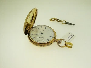 1871 ELGIN HUNTER CASE 18K GOLD POCKET WATCH - 47 MM CASE - 84 GRAMS - B. OFFER - Picture 1 of 19
