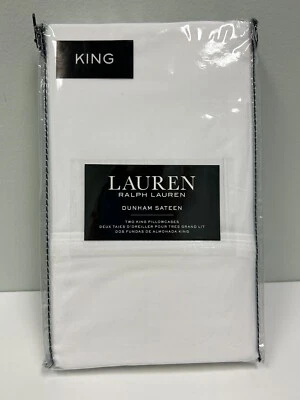 Fundas de almohada Ralph Lauren King 100 % algodón - satén Dunham - blanco precio de venta - $50,00 Foto 1 de 4