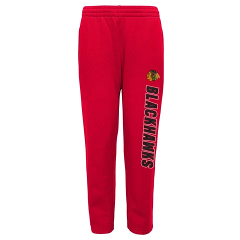 Outerstuff Chicago Blackhawks NHL Boys Youth (8-20) Post Game Fleece Pant, Red Cover