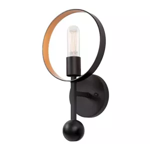 Forte Lighting Monocle 1 Light Wall Sconce, Black and Gold - 5620-01-42 - Picture 1 of 1