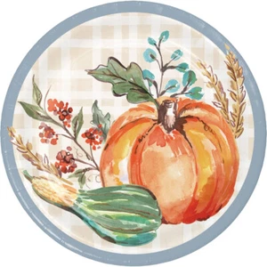 Decadent Cornucopia 8 Ct Paper 7" Dessert Cake Plates Thanksgiving - Picture 1 of 3