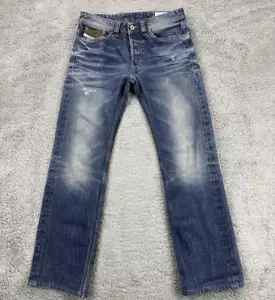 Diesel Industry Viker Jeans Mens 29x30 Blue Regular Straight Distressed 0880N - Picture 1 of 18