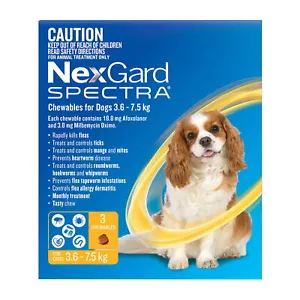 NEXGARD SPECTRA Dogs 3.6-7.5kg 3 Pk & 6 PK Flea & Tick Treatment Pet Dog Chew - Picture 1 of 14