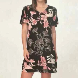Original NICOLE MILLER Women's Black Floral Dress Size Small Heavy Linen Blend - Picture 1 of 1