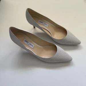 Jimmy Choo Damen Wildleder Leder spitz zulaufend Pfennigabsatz Pumps weiß EU 42 US 11 - Bild 1 von 14