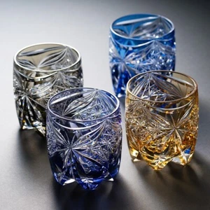 Edo kiriko Kosho Nemoto CENTENA 蝴蝶-Hu Die- mini Rocks Glass 4 colors Japan - Picture 1 of 35